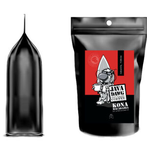 Coffee bag with Java Dawg label for Macadamian Nut flavored coffee.