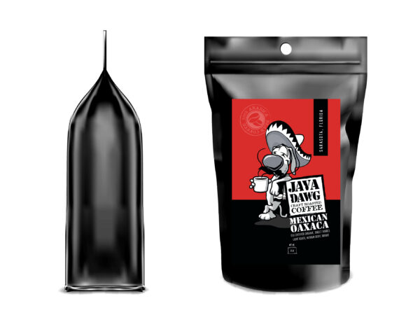 Coffee bag with Java Dawg label for mexican oaxaca