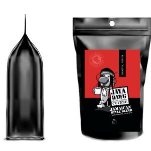 coffee bag with Java Dawg label for Jamaican coffee brand