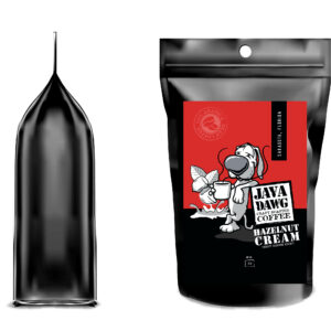 coffee bag with Java Dawg hazelnut cream logo.
